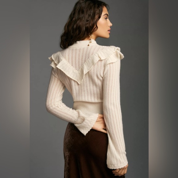 Anthropologie Victoria Cashmere Ruffle Sweater - Picture 2 of 7